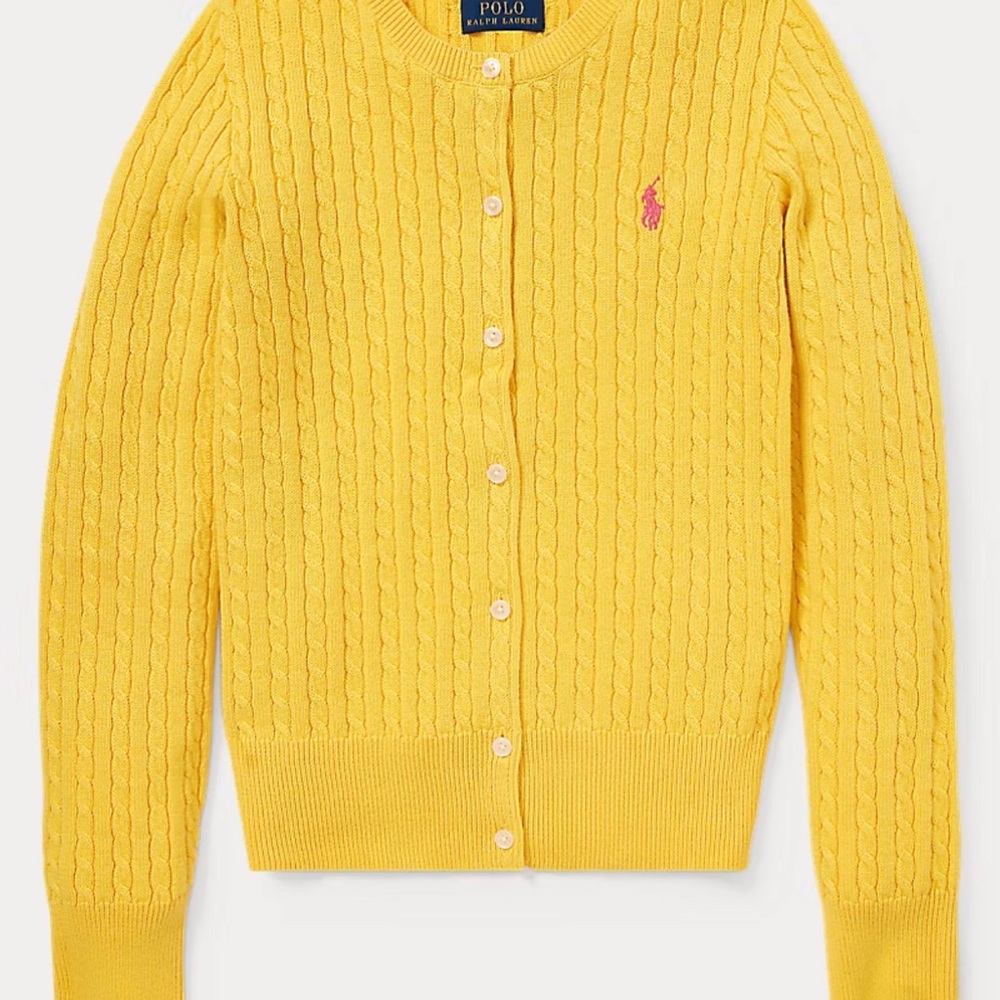 Ralph Lauren kids Yellow Cable Knit Cardigan